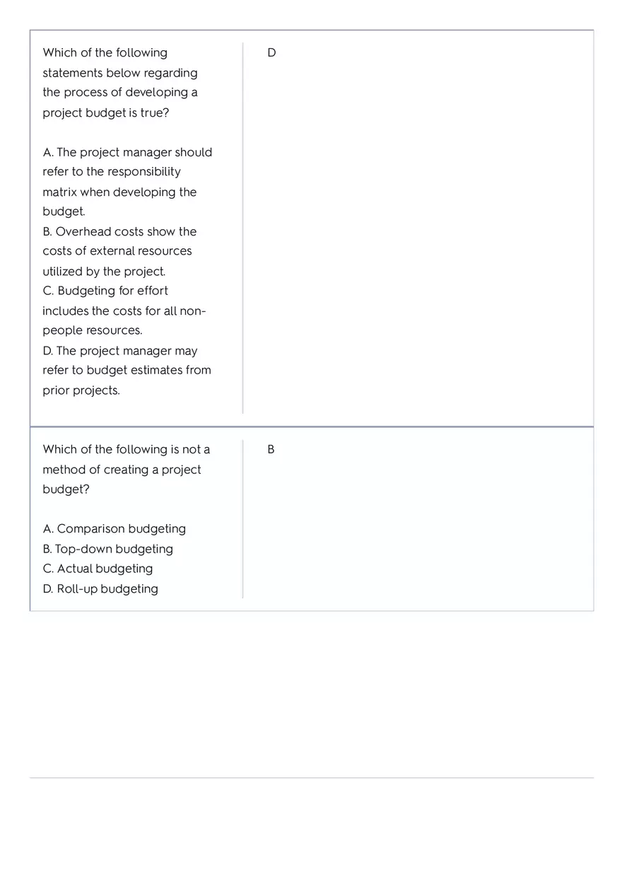 Project Management 91 Quiz Answer Key 3 - Page 3