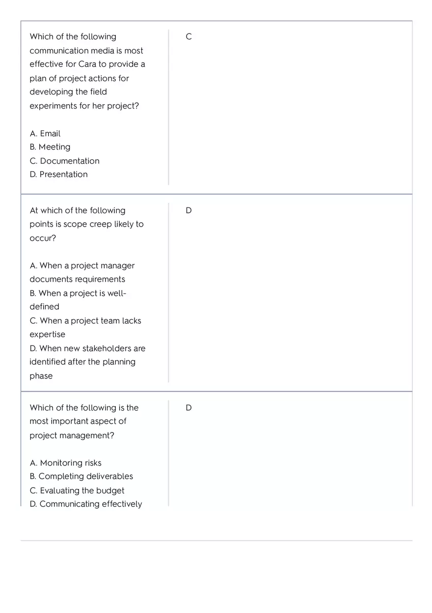 Project Management 91 Quiz Answer Key 3 - Page 4