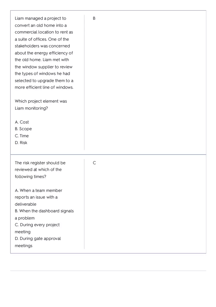 Project Management 91 Quiz Answer Key 3 - Page 6