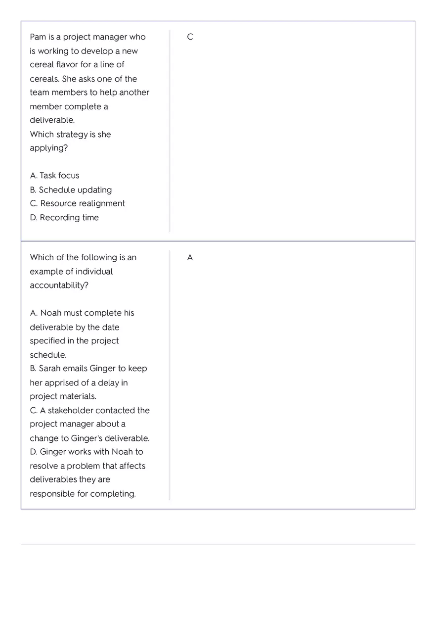 Project Management 91 Quiz Answer Key 4 - Page 8