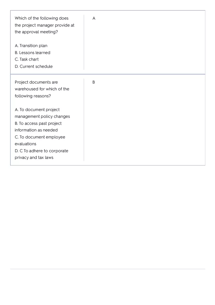Project Management 91 Quiz Answer Key 4 - Page 10