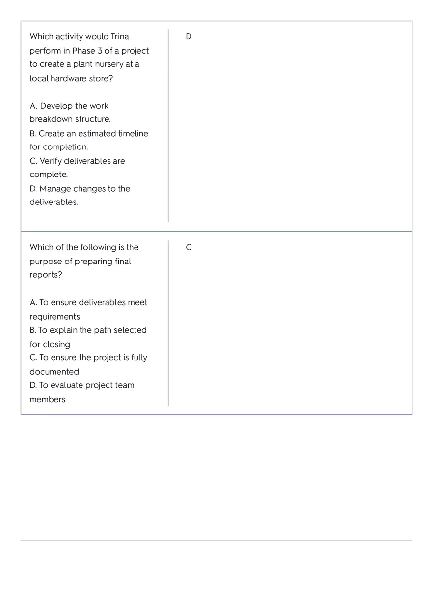 Project Management 91 Quiz Answer Key 4 - Page 13