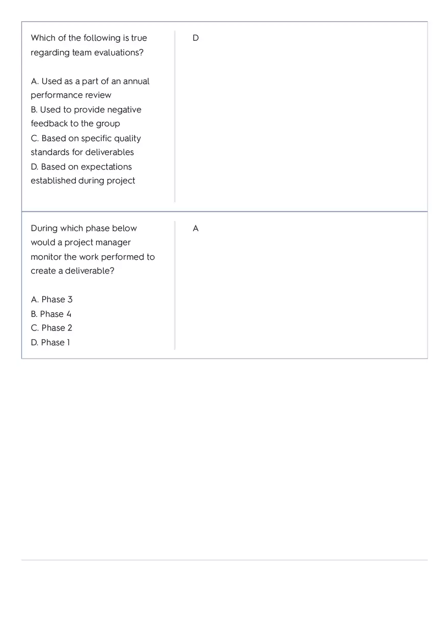 Project Management 91 Quiz Answer Key 4 - Page 14