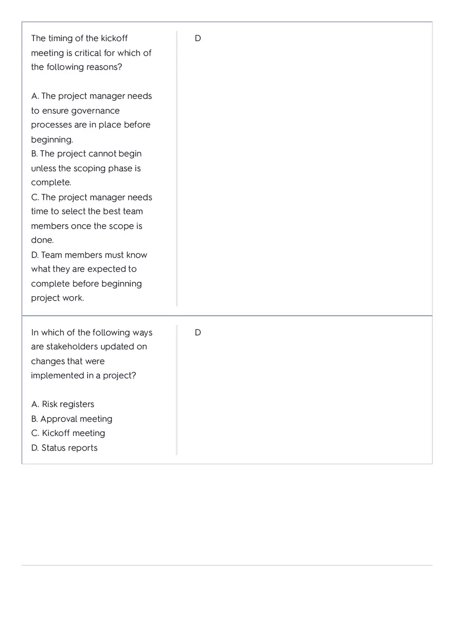 Project Management 91 Quiz Answer Key 4 - Page 1