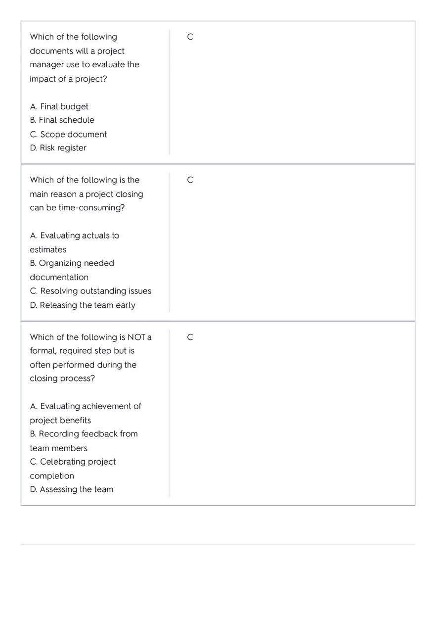 Project Management 91 Quiz Answer Key 4 - Page 4