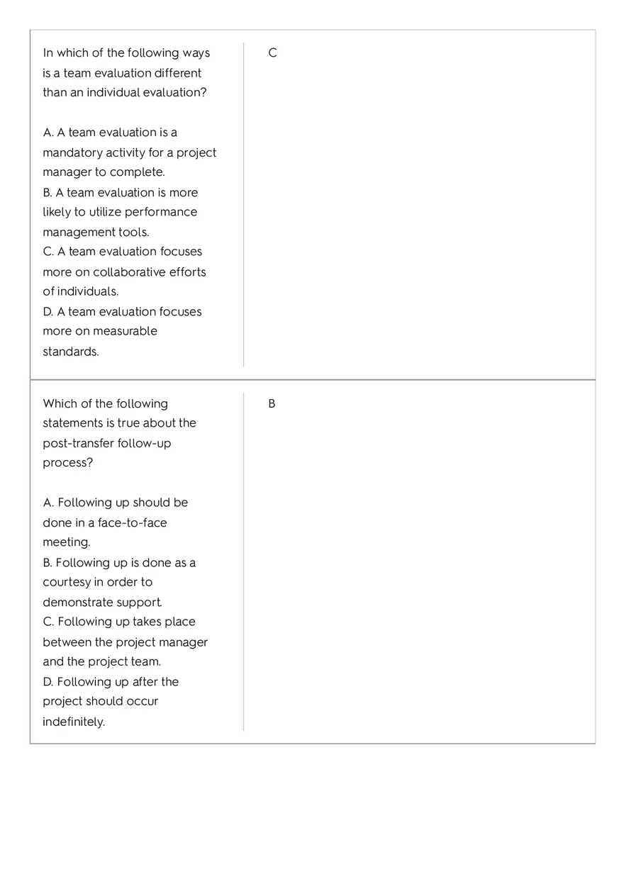 Project Management 91 Quiz Answer Key 4 - Page 6