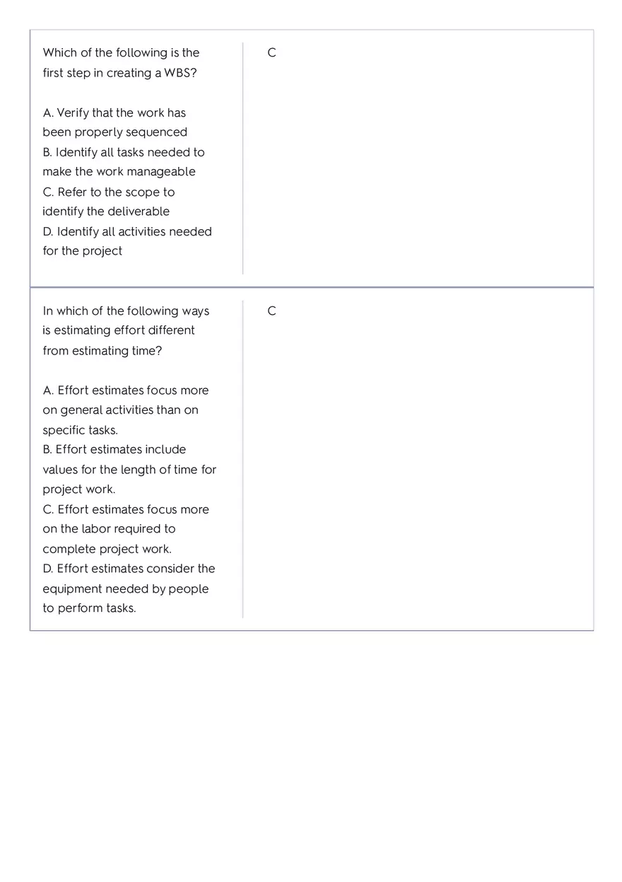 Project Management 91 Quiz Answer Key 2 - Page 7