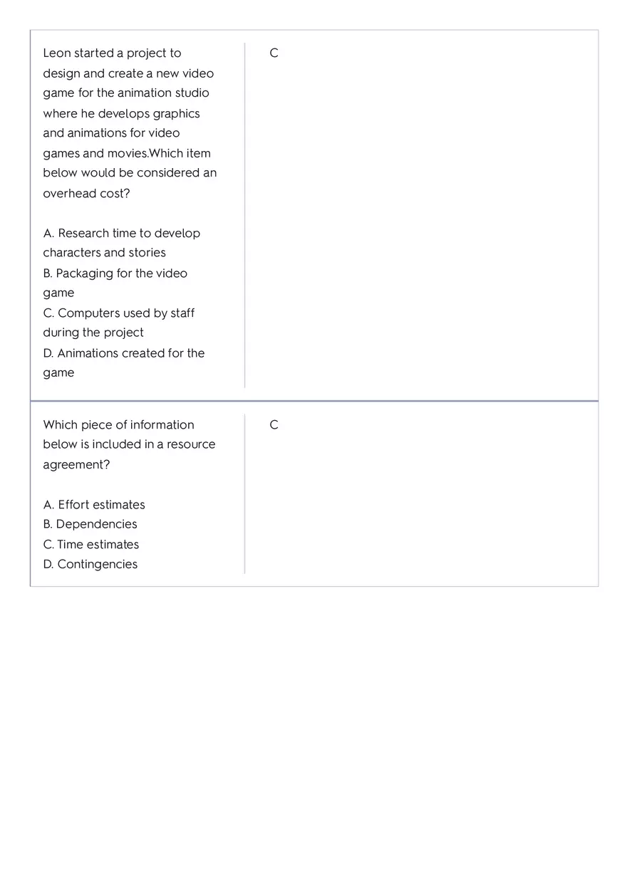 Project Management 91 Quiz Answer Key 2 - Page 10