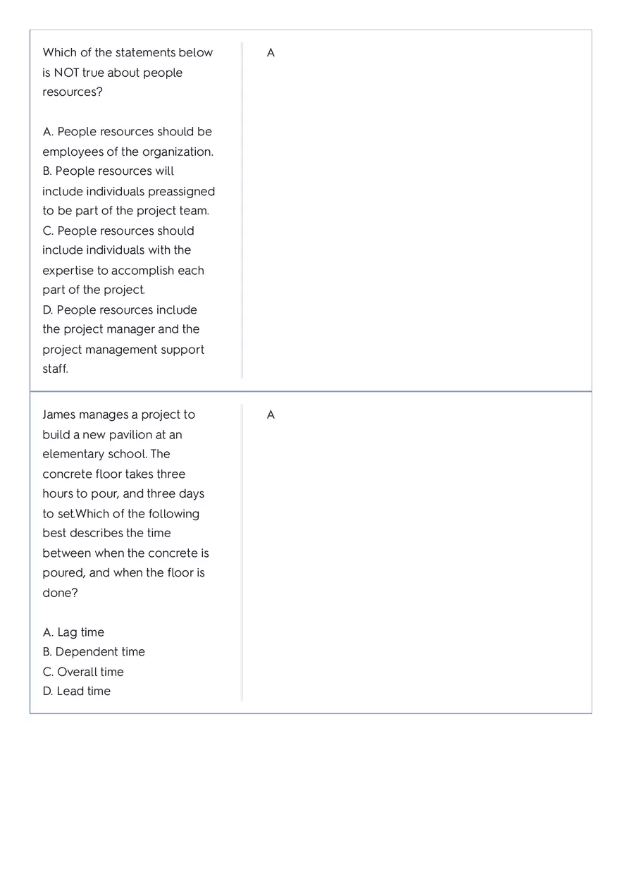 Project Management 91 Quiz Answer Key 2 - Page 3
