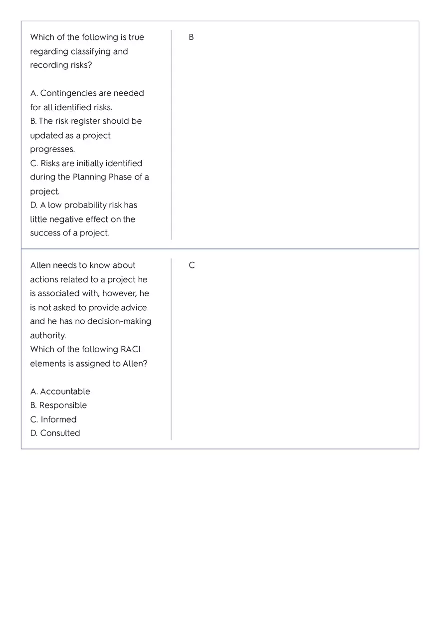 Project Management 91 Quiz Answer Key 2 - Page 5