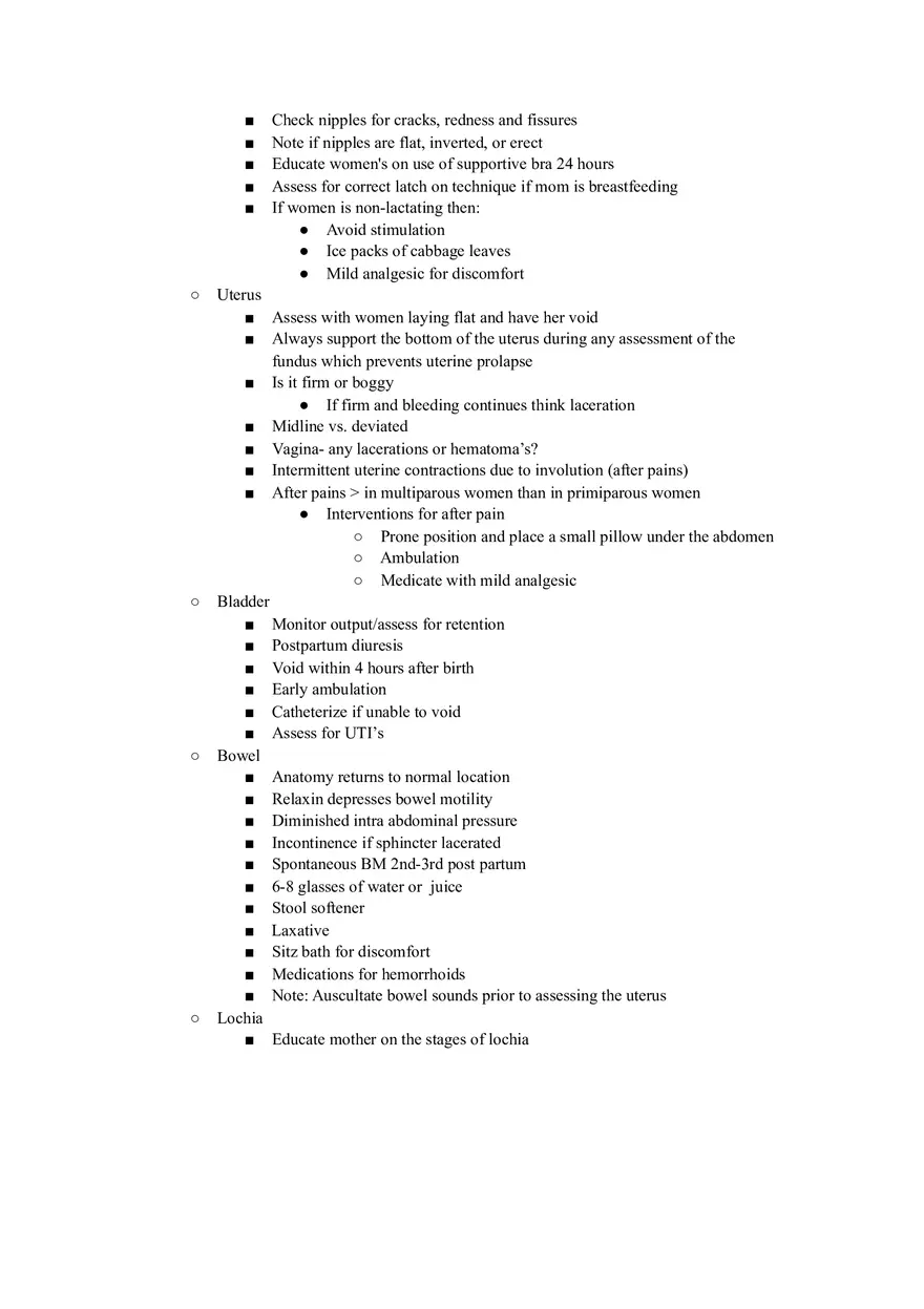 Postpartum Assessment Notes - Page 2