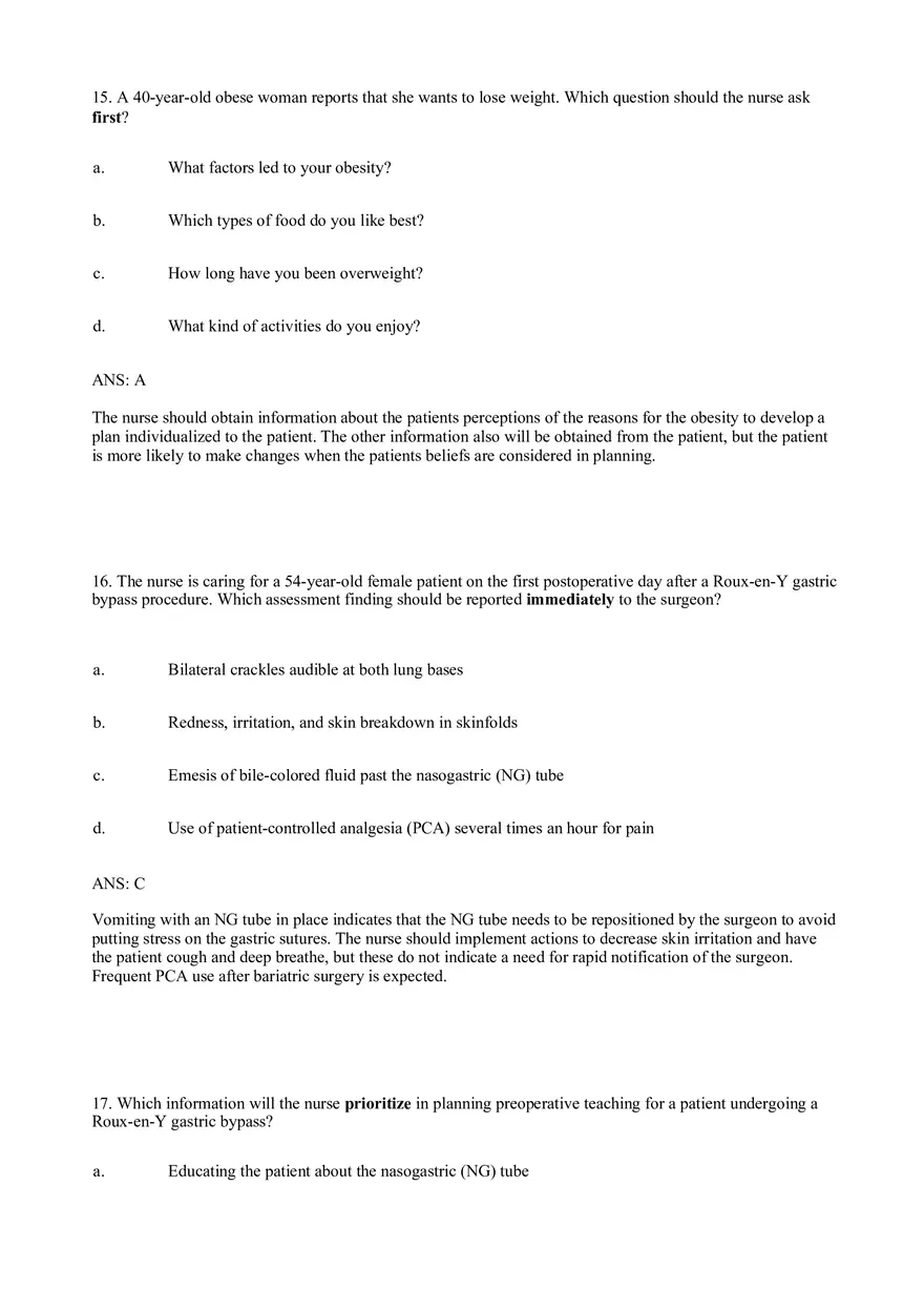 Obesity Test Bank - Page 7