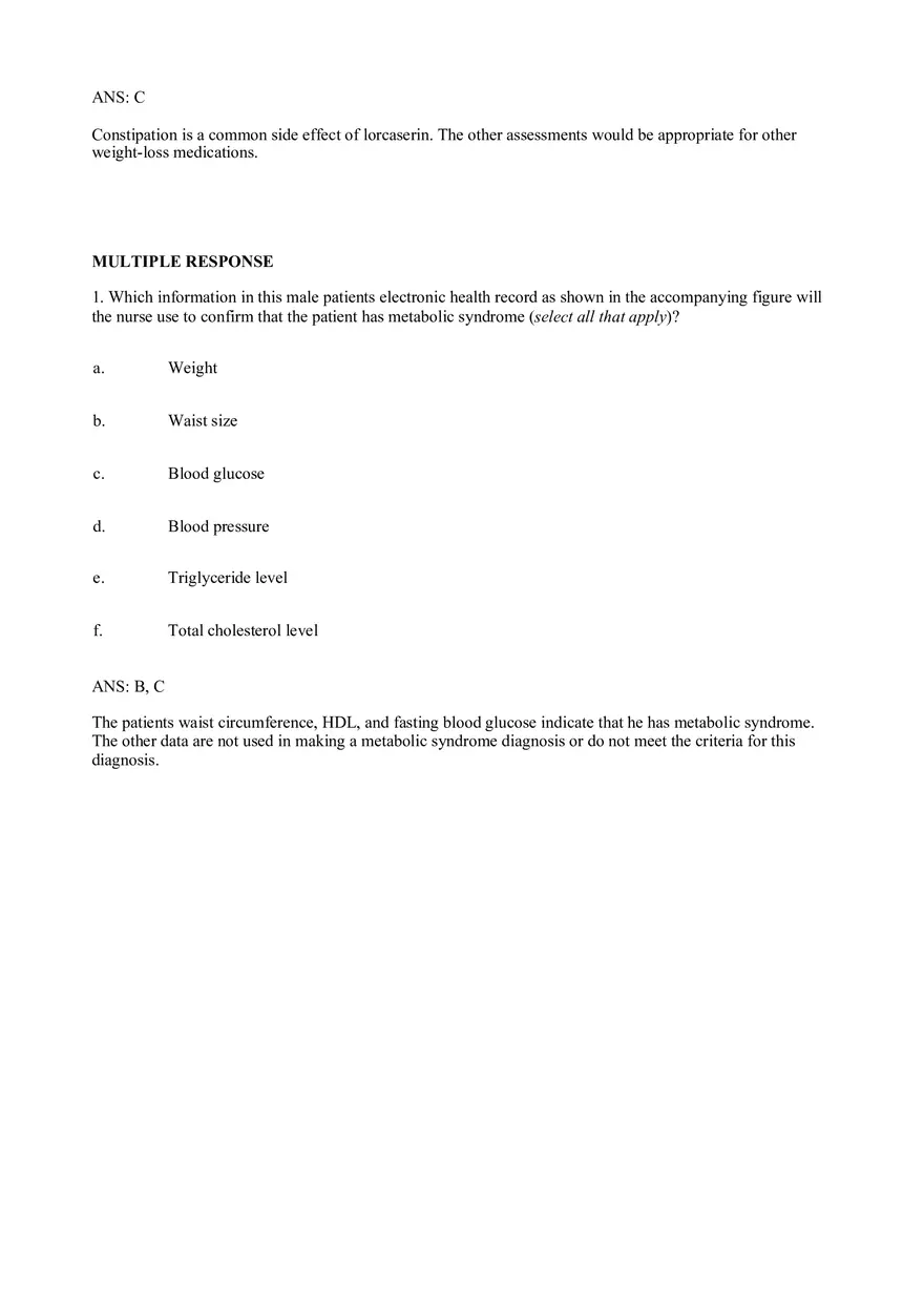 Obesity Test Bank - Page 9
