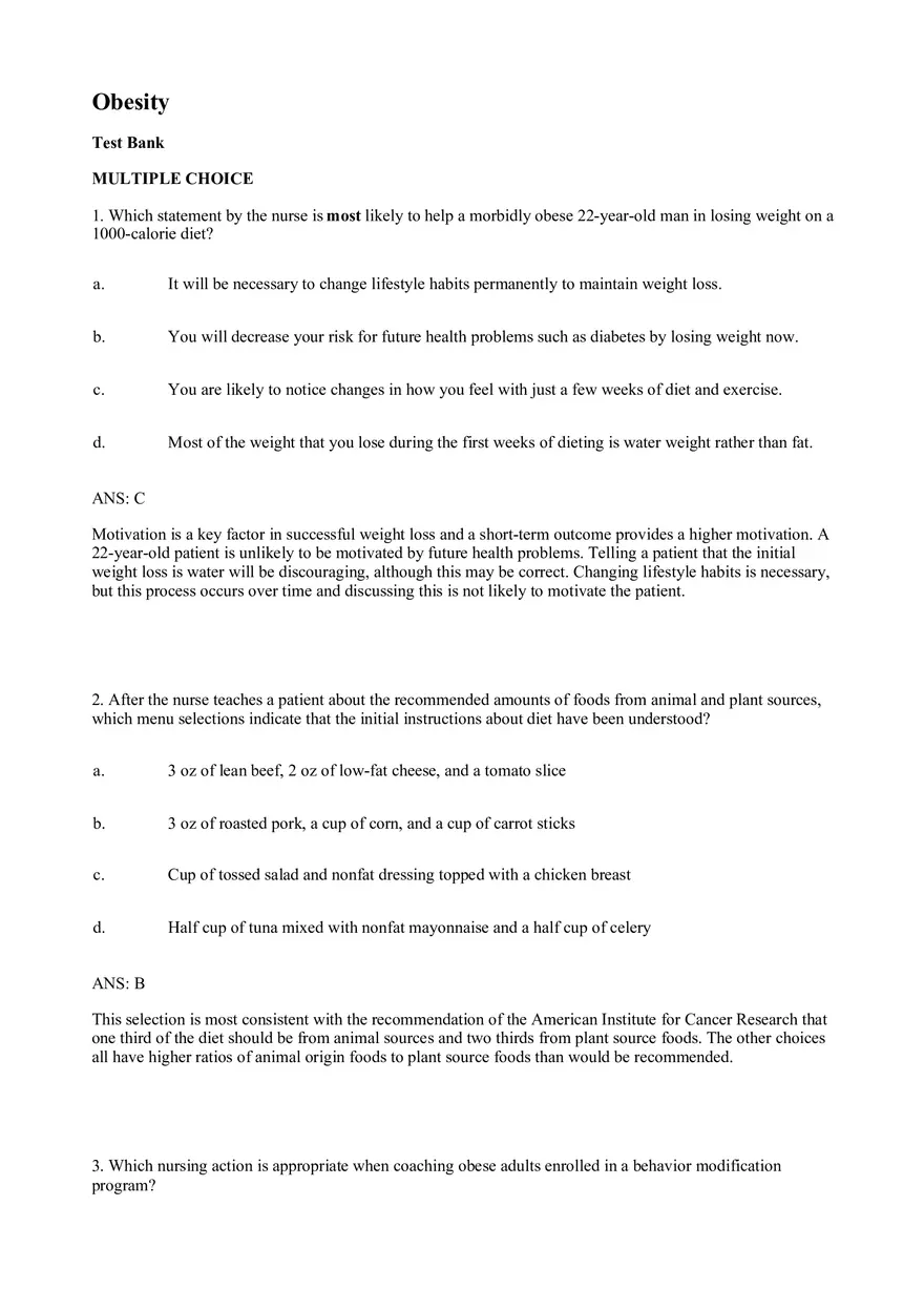Obesity Test Bank - Page 1