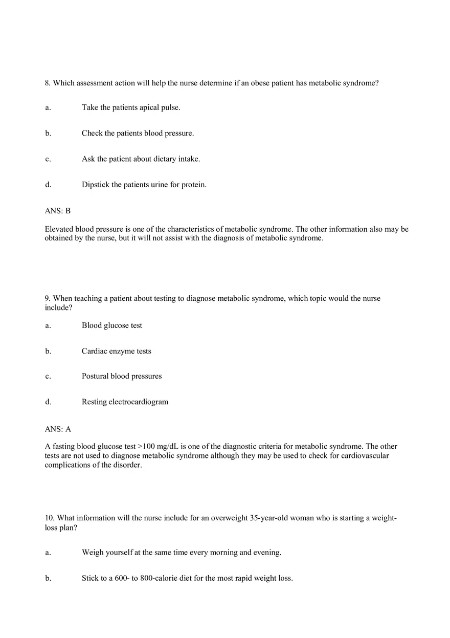 Obesity Test Bank - Page 4