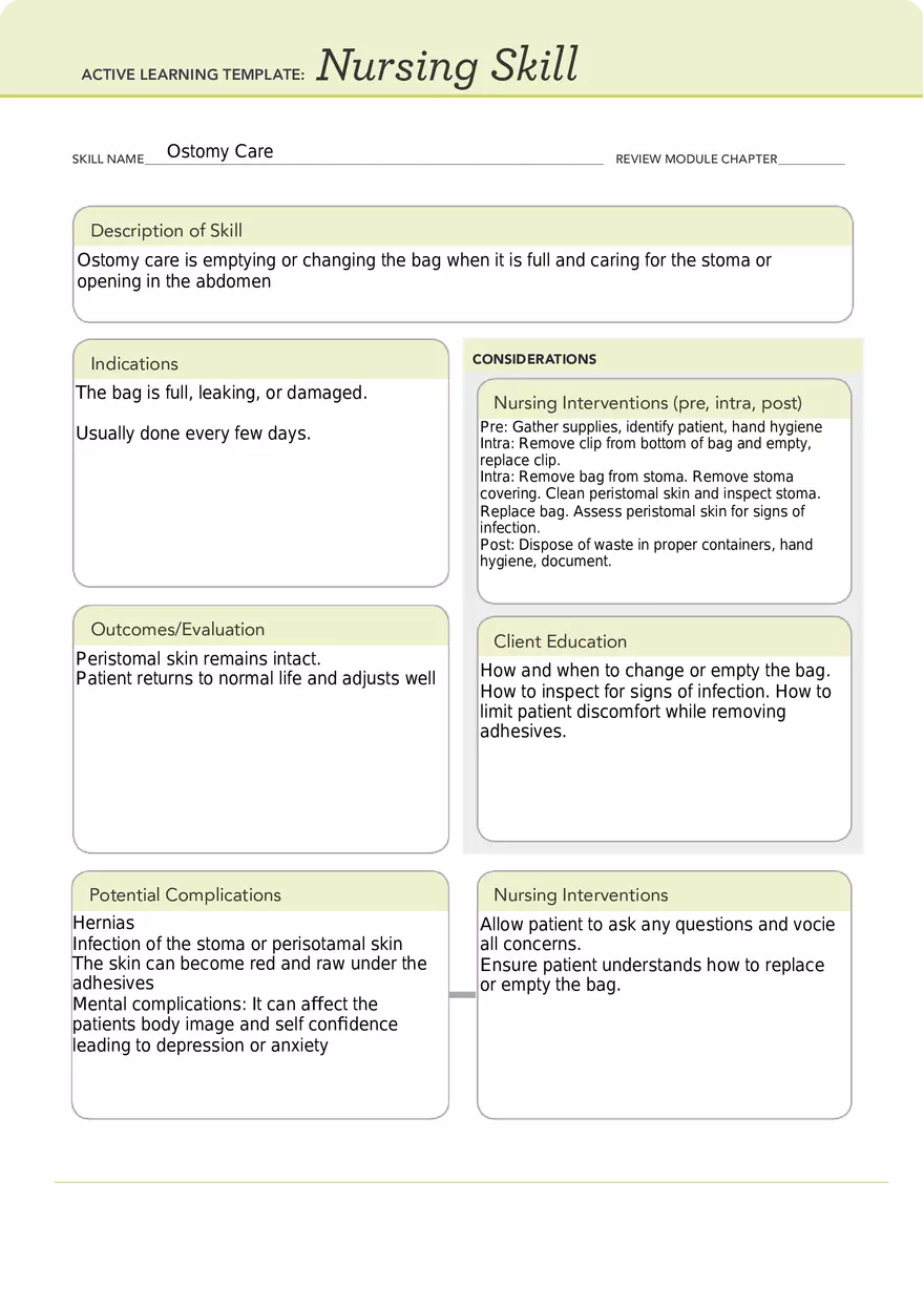 Active Learning Templates - Ostomy Care - Page 1