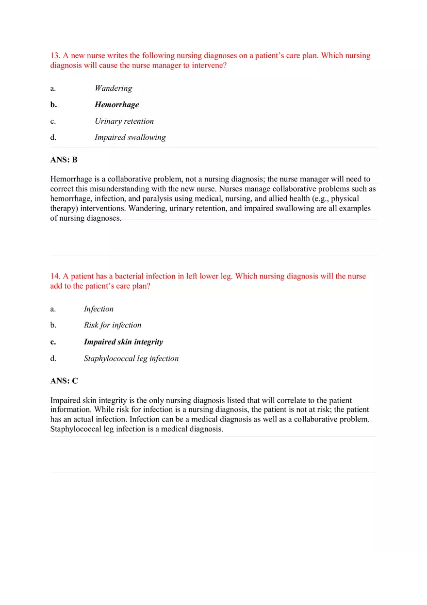 Chapter 17 Fundamentals and Medical Surgical Questions - Page 8