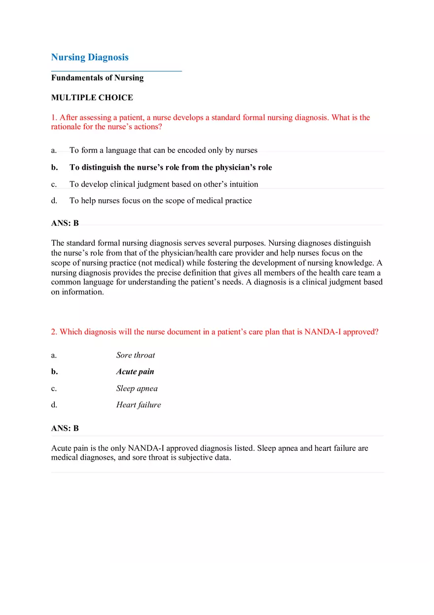 Chapter 17 Fundamentals and Medical Surgical Questions - Page 1