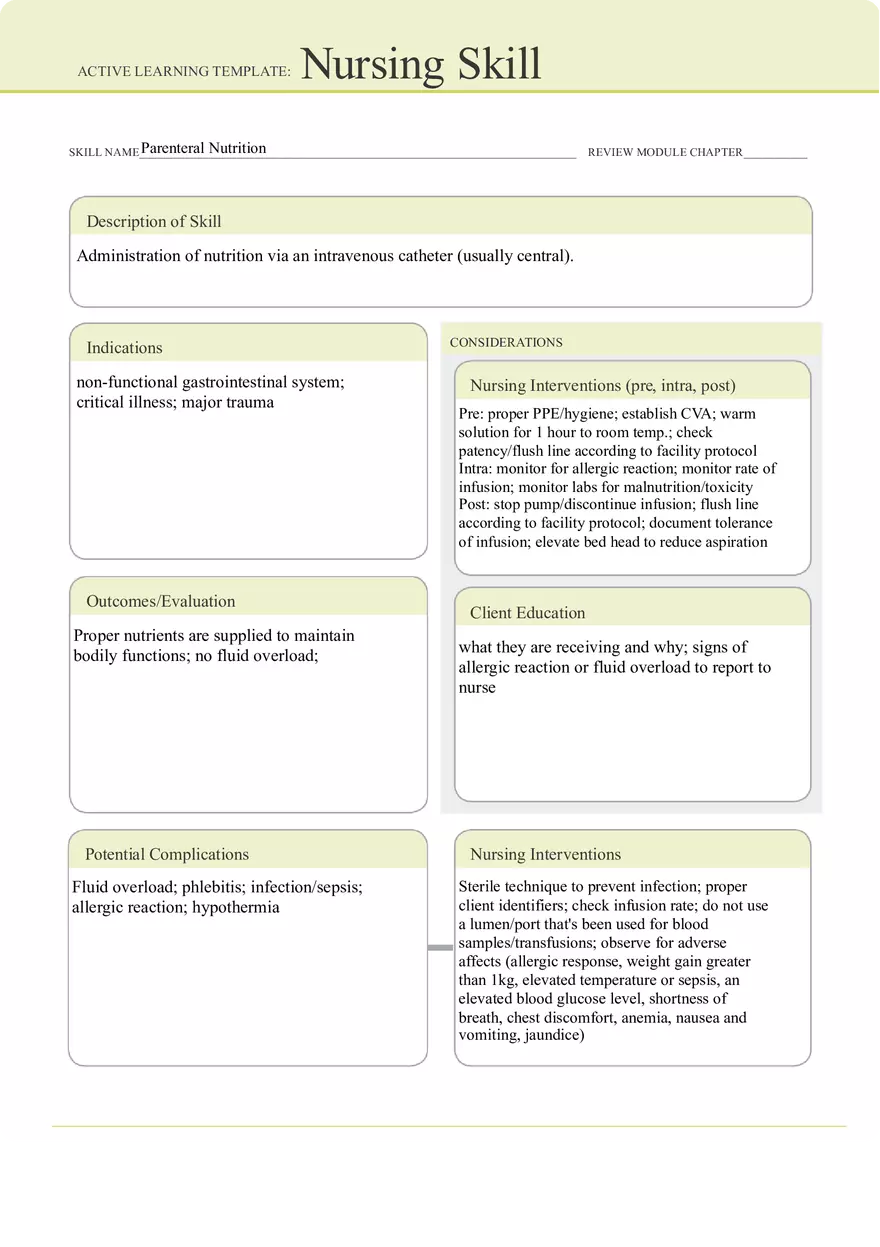 Parenteral Nutrition Template - Page 1