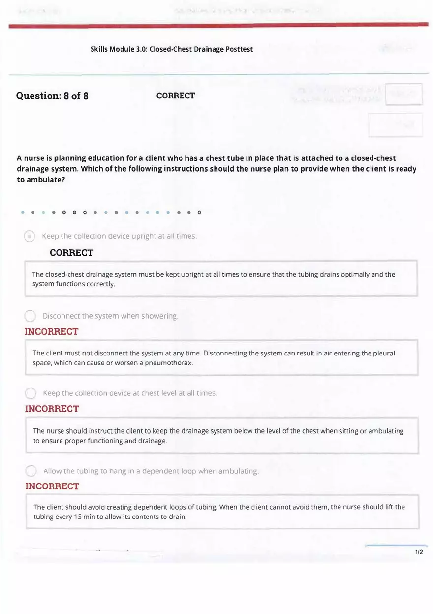 ATI Skills - Closed Chest Drainage Post Test - Page 8