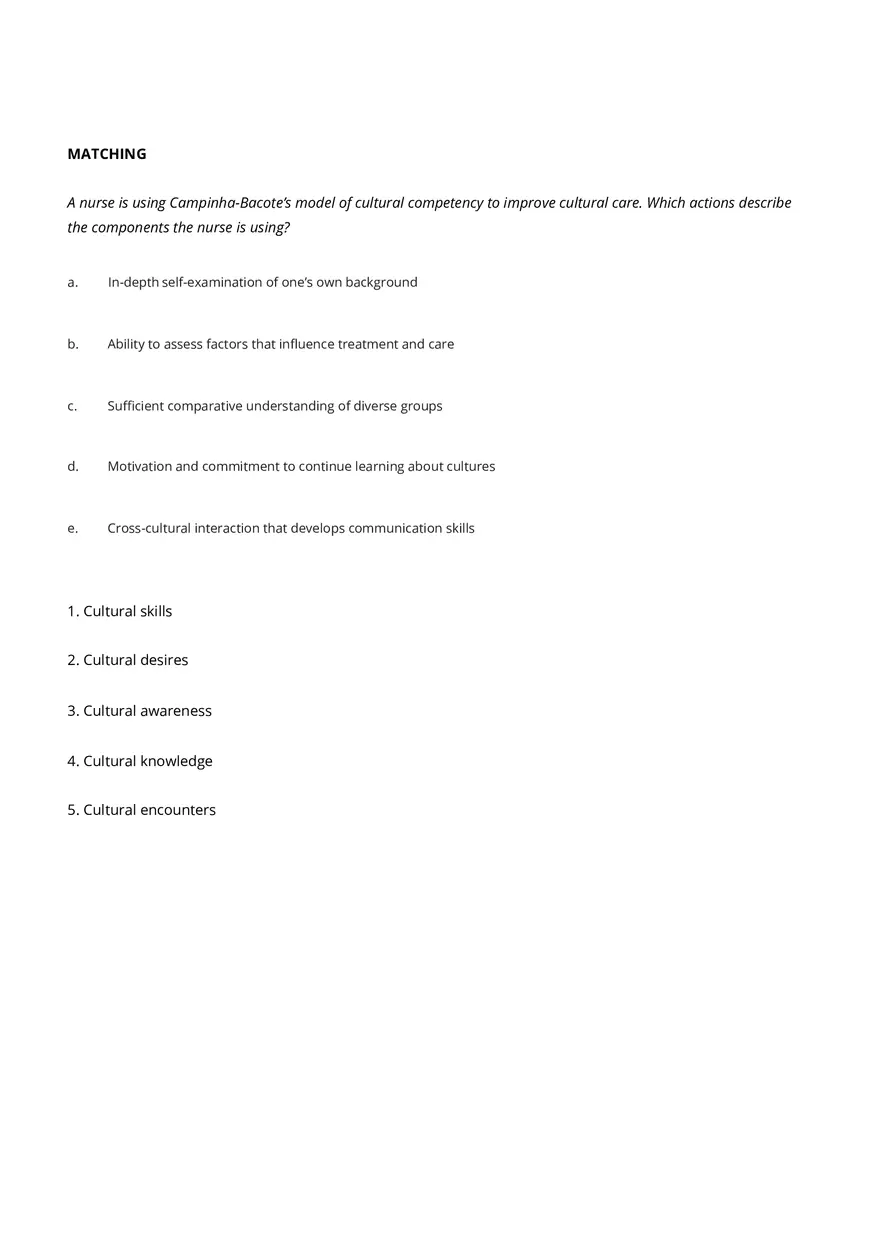 Cultural Awareness Nursing Test Banks with Answers - Page 7