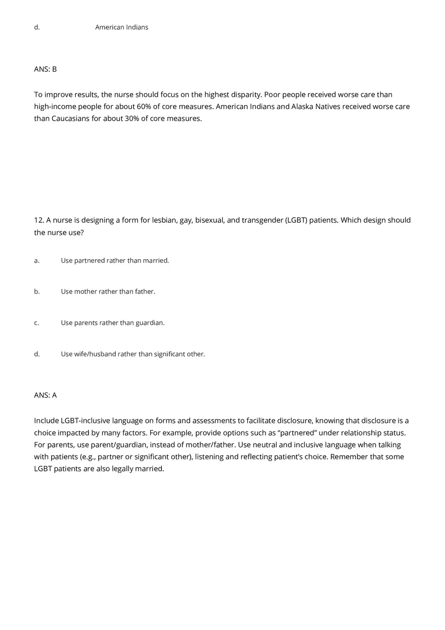 Cultural Awareness Nursing Test Banks with Answers - Page 13