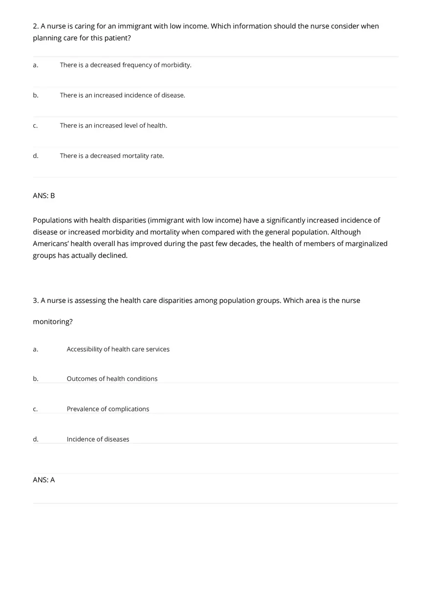 Cultural Awareness Nursing Test Banks with Answers - Page 2