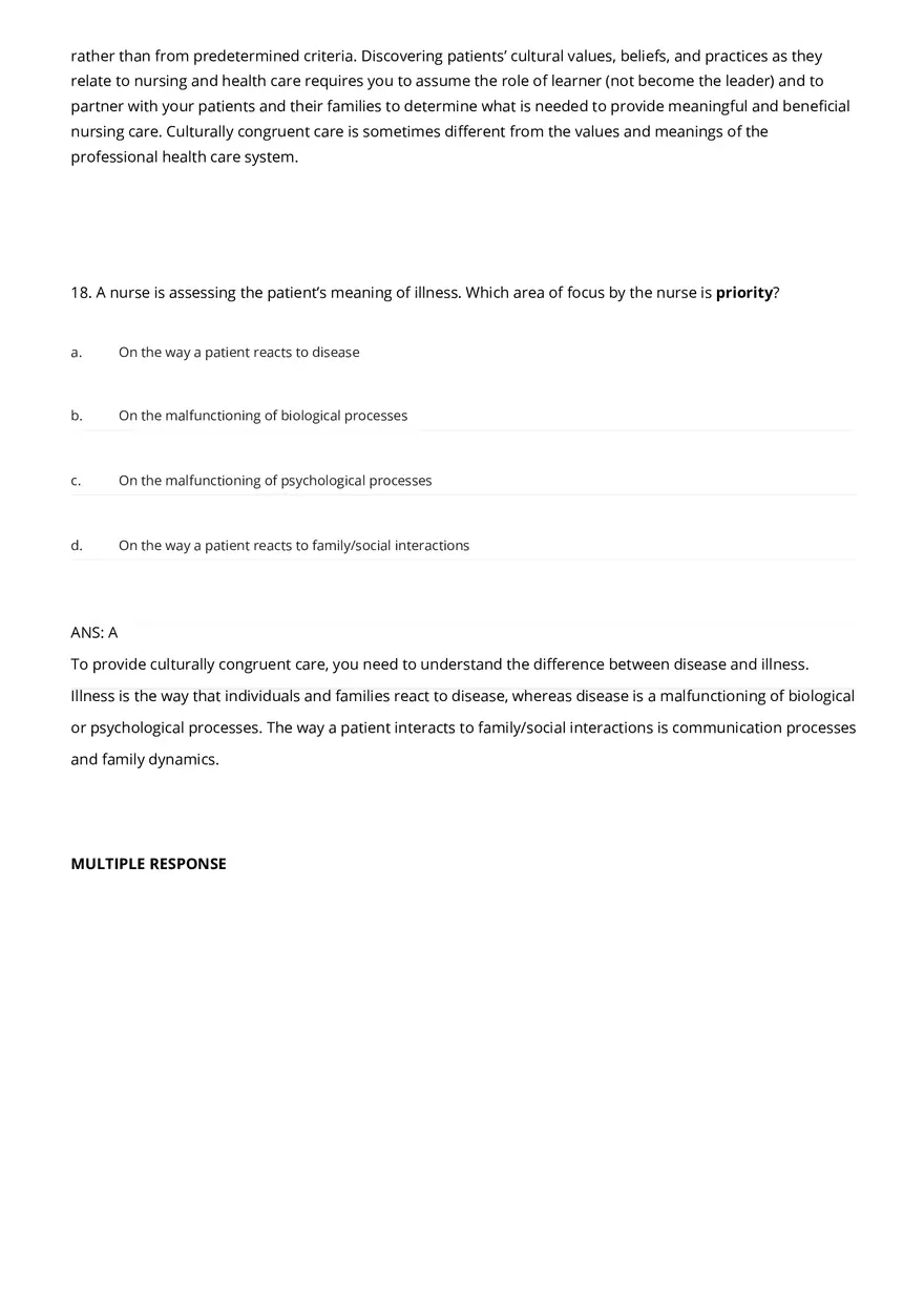 Cultural Awareness Nursing Test Banks with Answers - Page 4
