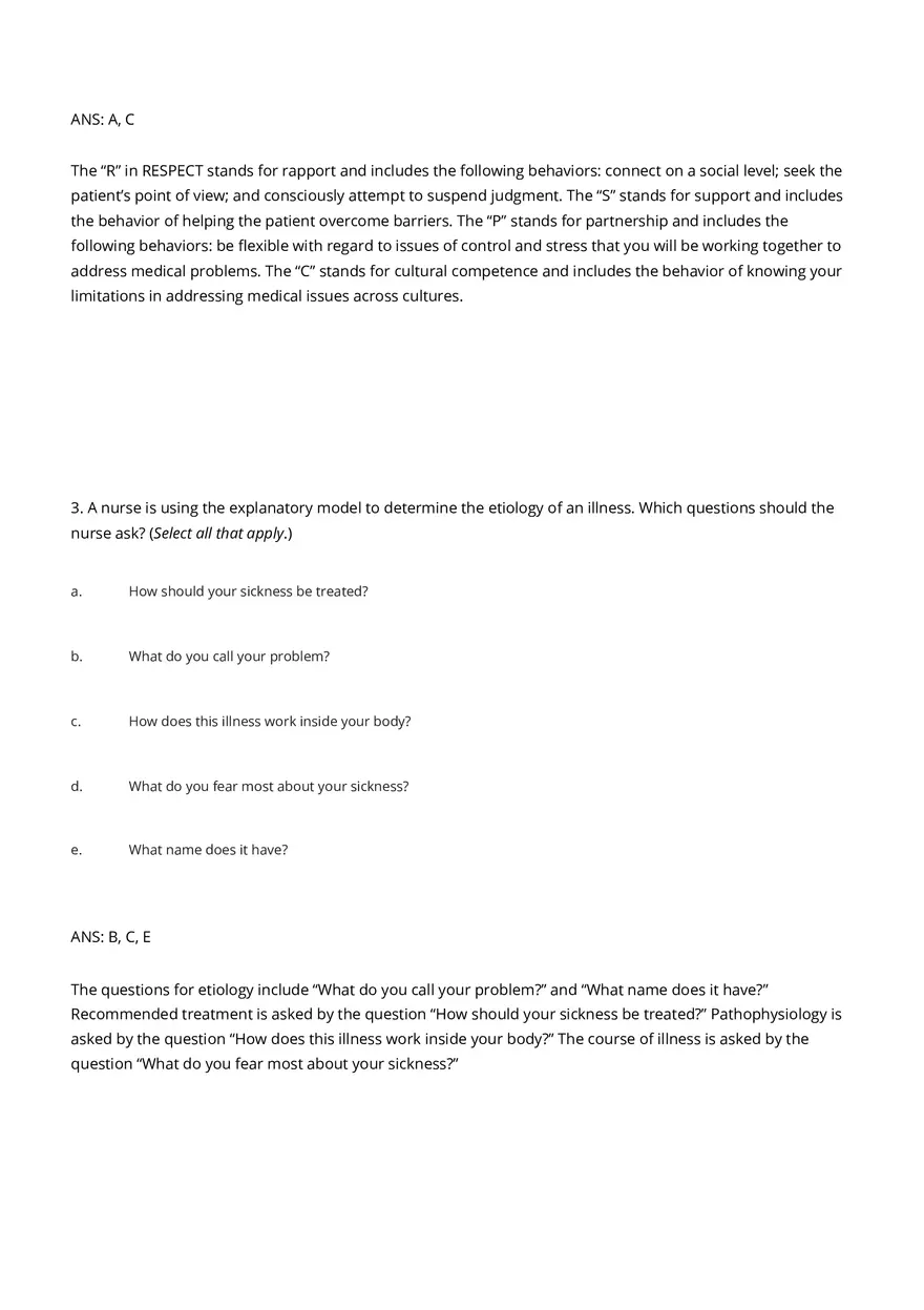 Cultural Awareness Nursing Test Banks with Answers - Page 6
