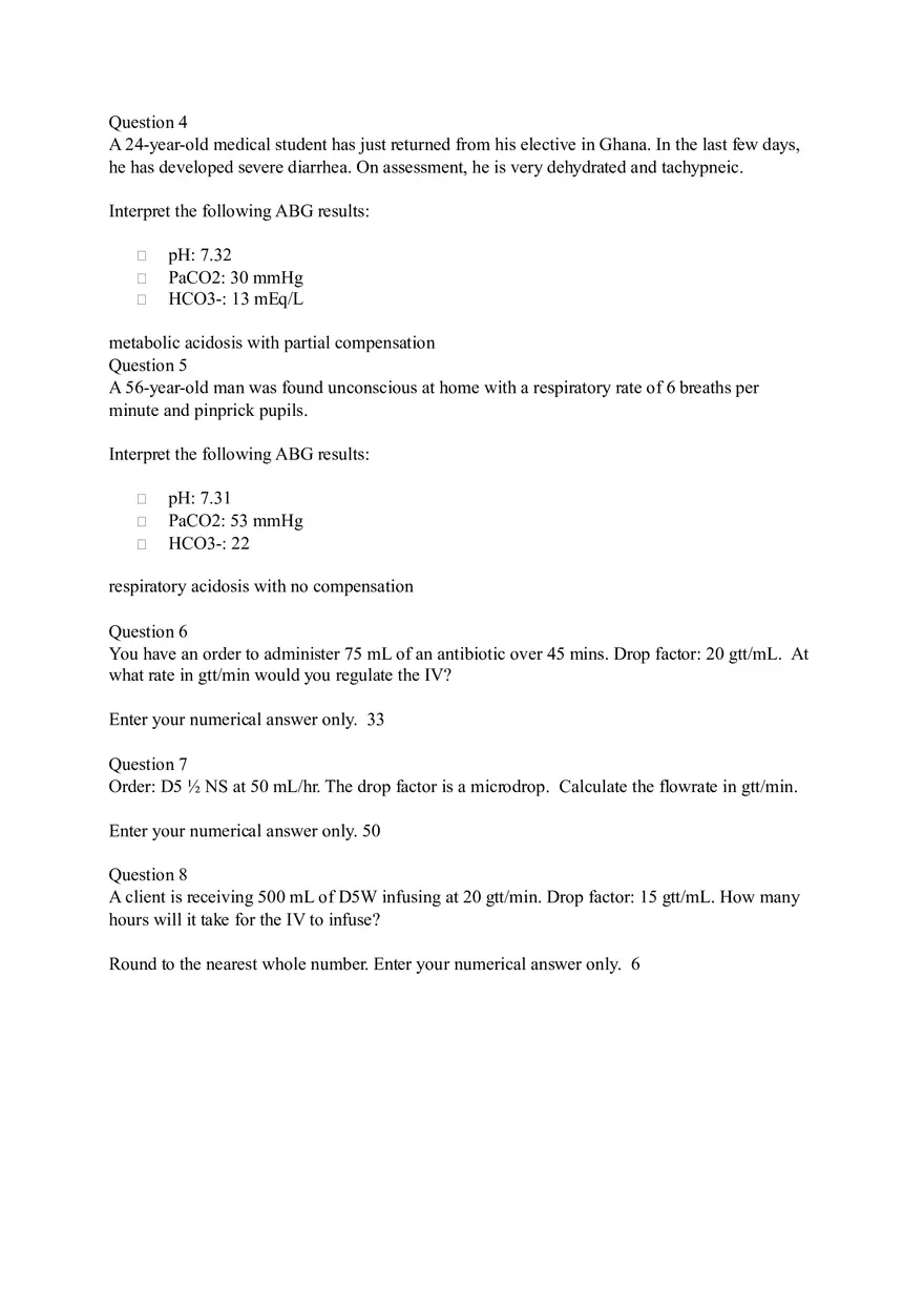 Medical Surgical Nursing Practice Quiz and Dosage Calculations - Page 2