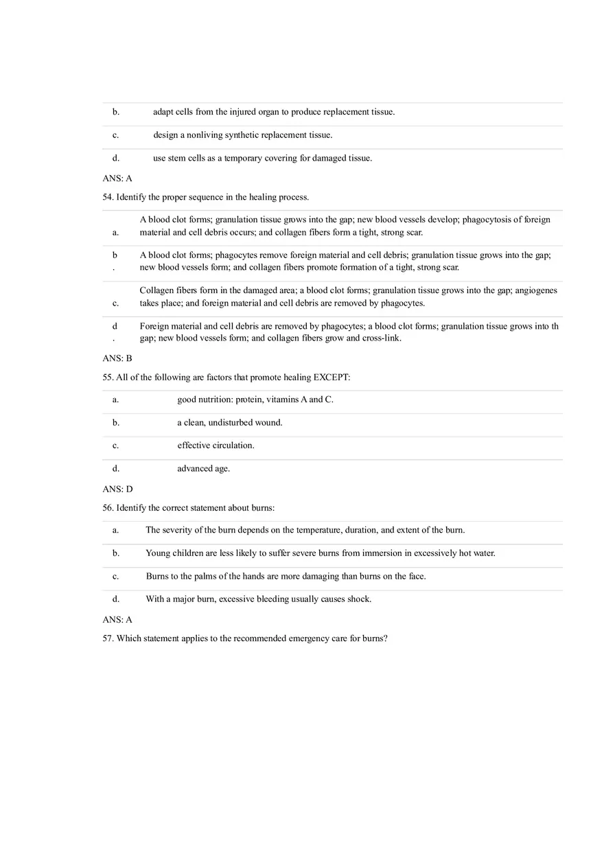 Answer Key - Inflammation and Healing Test Bank - Page 7