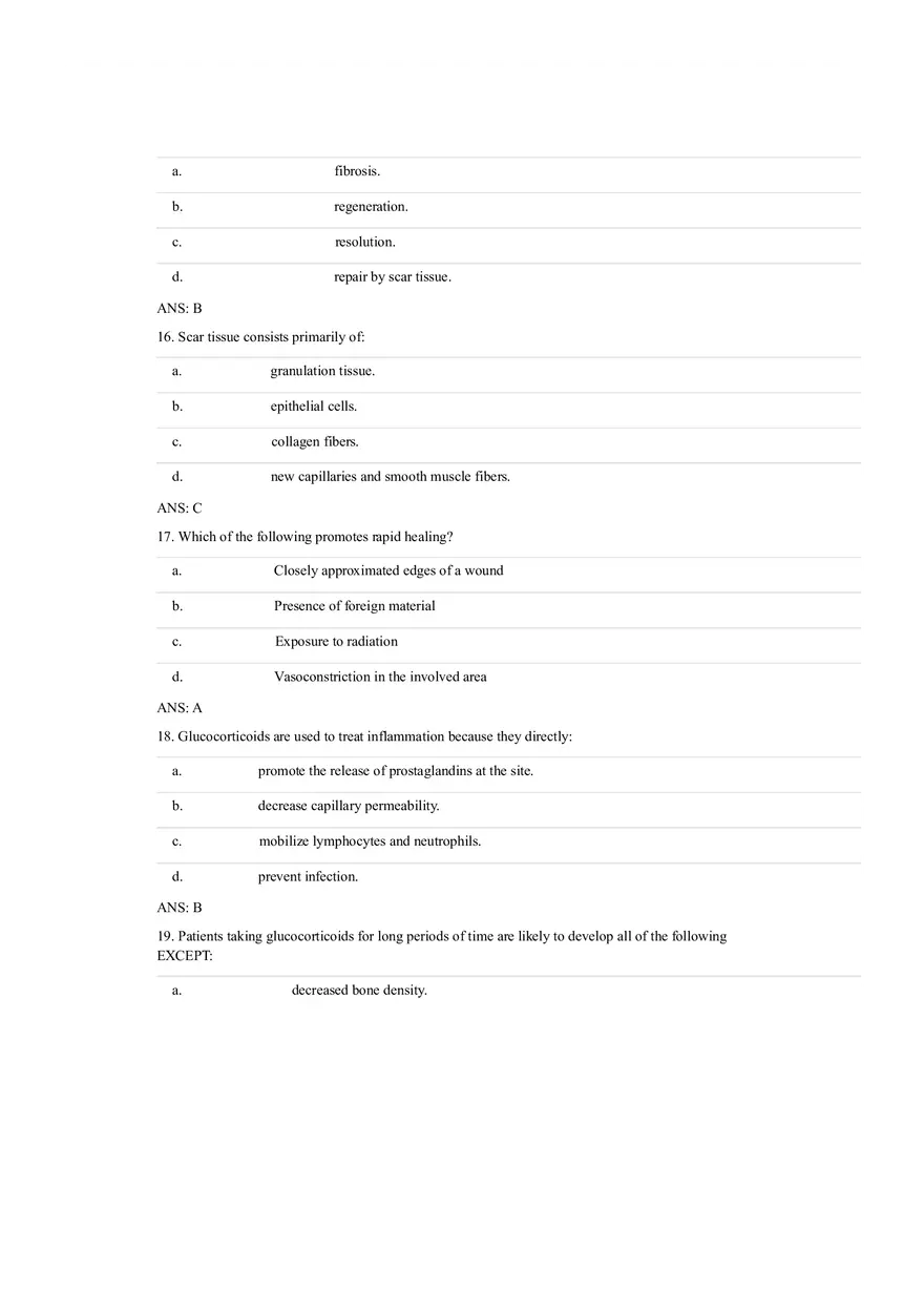 Answer Key - Inflammation and Healing Test Bank - Page 12