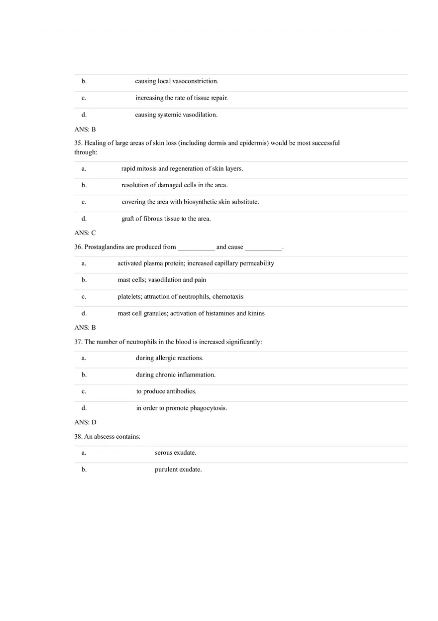 Answer Key - Inflammation and Healing Test Bank - Page 17