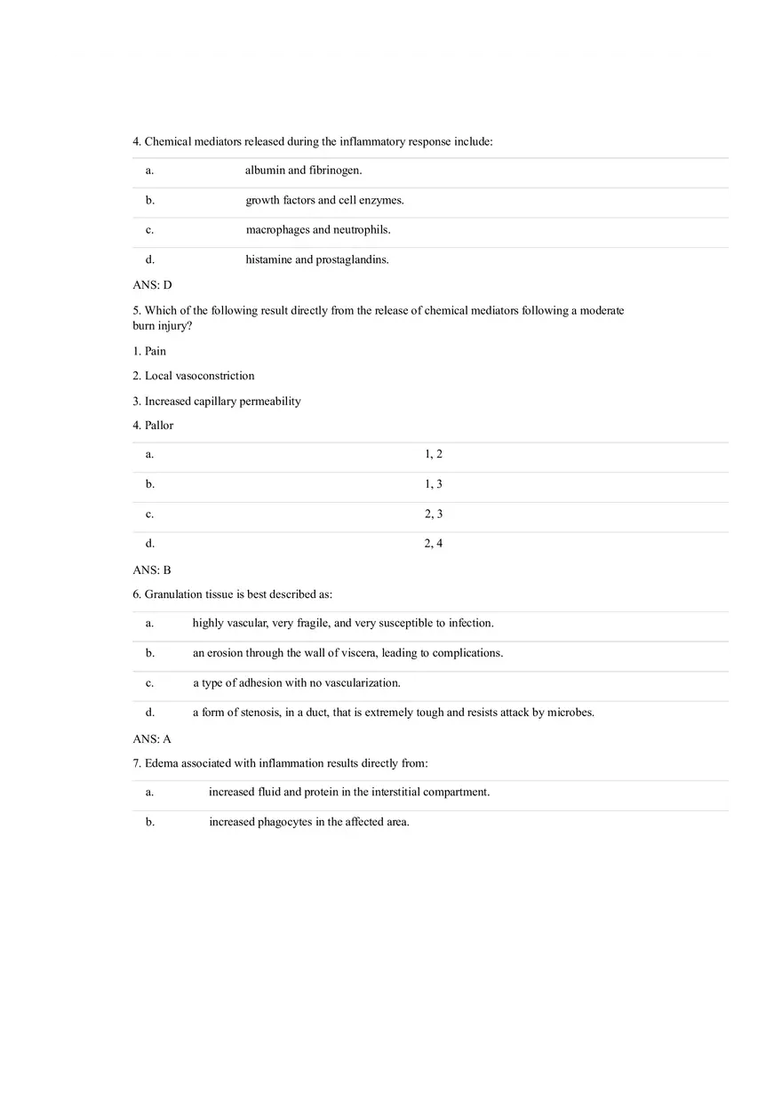 Answer Key - Inflammation and Healing Test Bank - Page 2