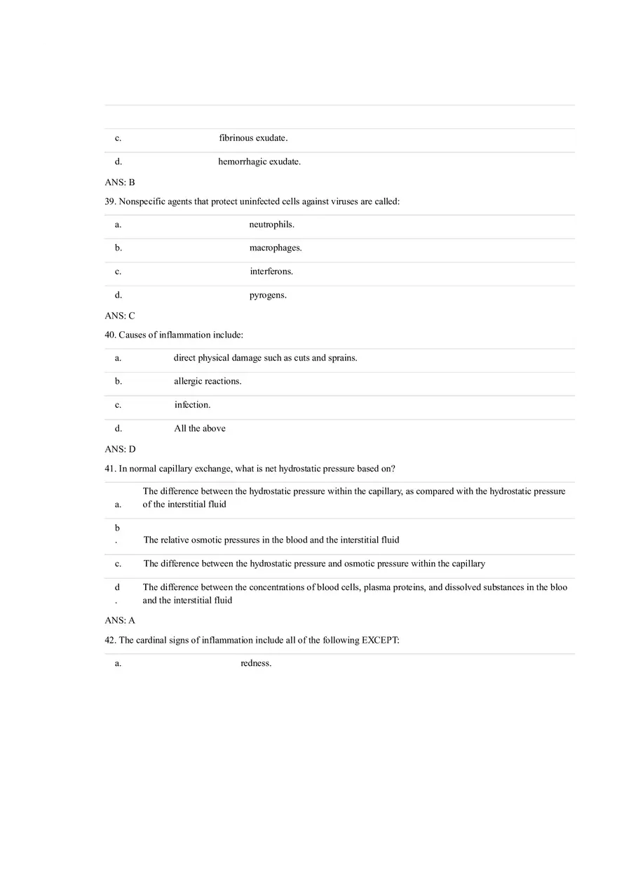 Answer Key - Inflammation and Healing Test Bank - Page 3