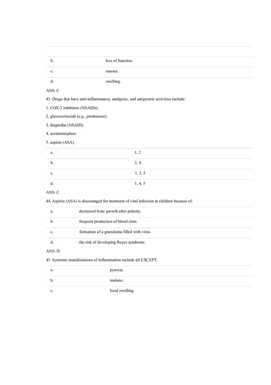 Answer Key - Inflammation and Healing Test Bank - Page 4
