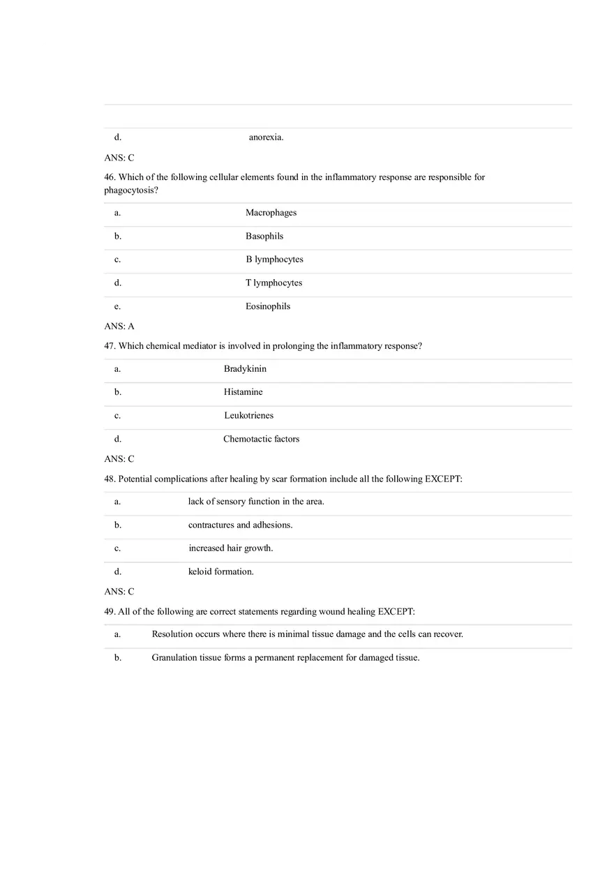 Answer Key - Inflammation and Healing Test Bank - Page 5