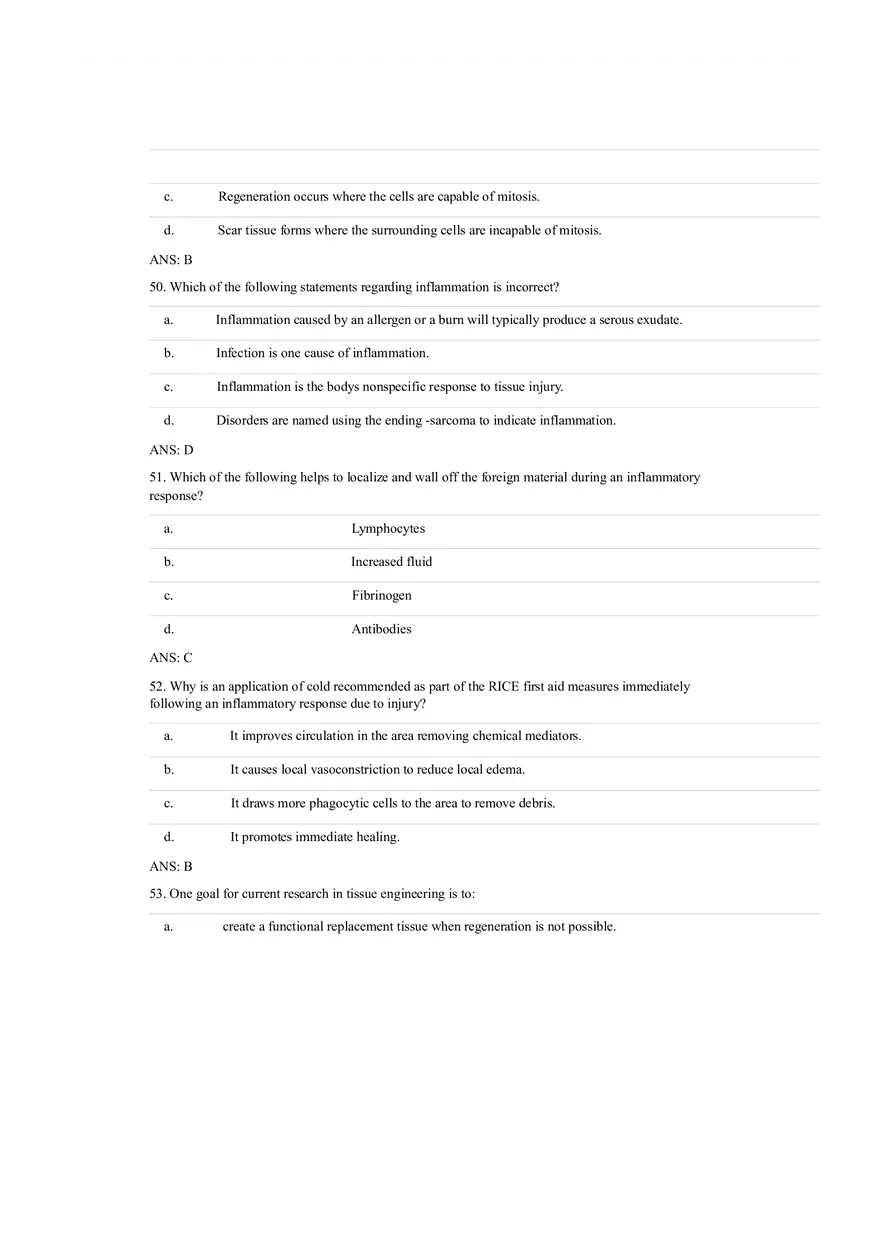 Answer Key - Inflammation and Healing Test Bank - Page 6