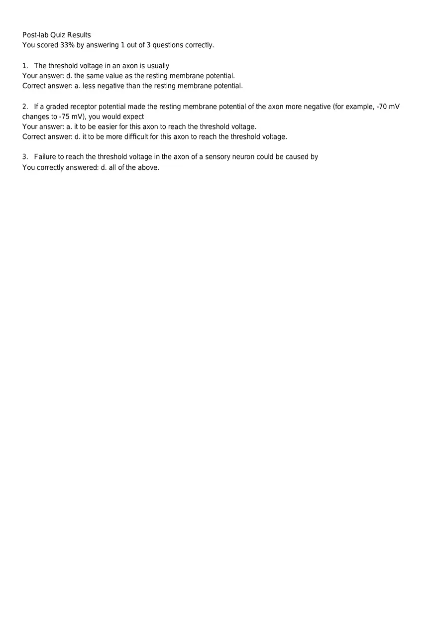 The Action Potential - Threshold Lab Report - Page 6