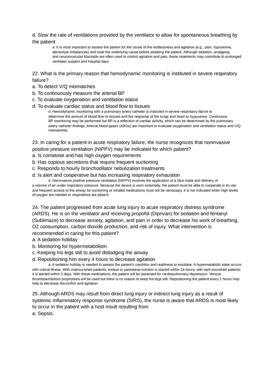 Acute Resp Distress Syndrome (ARDS) Answer Key Part 1 - Page 8