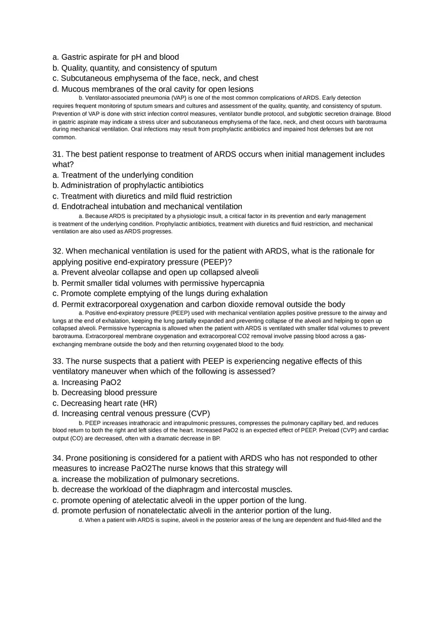 Acute Resp Distress Syndrome (ARDS) Answer Key Part 1 - Page 10