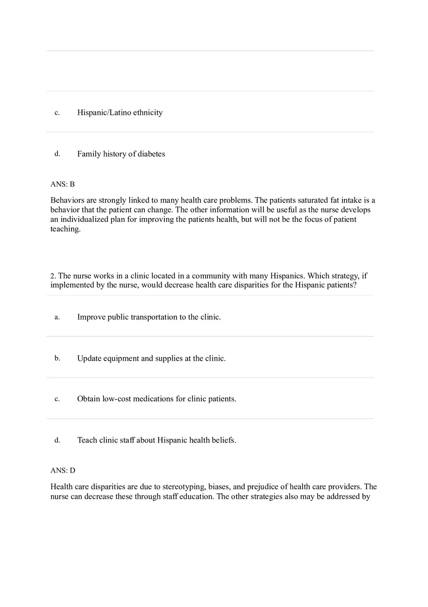 Health Disparities Answer Key Part 1 - Page 2