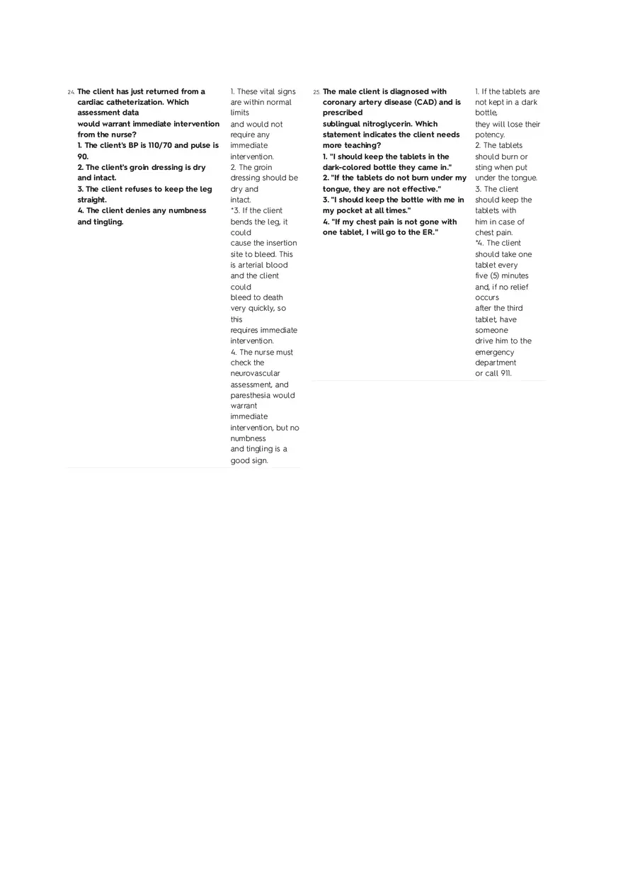 Cardiovascular Questions Part 2 - Page 1