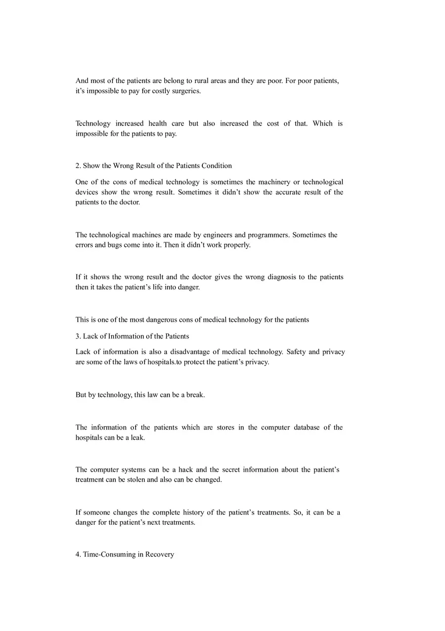 Advantages and Disadvantages of Medical Technology in Healthcare - Page 2