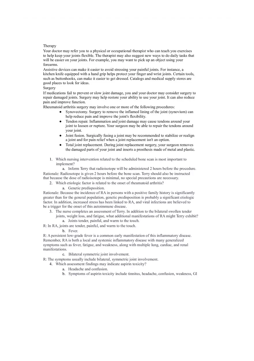 Rheumatoid Arthritis with Joint Arthroplasty Notes - Page 2