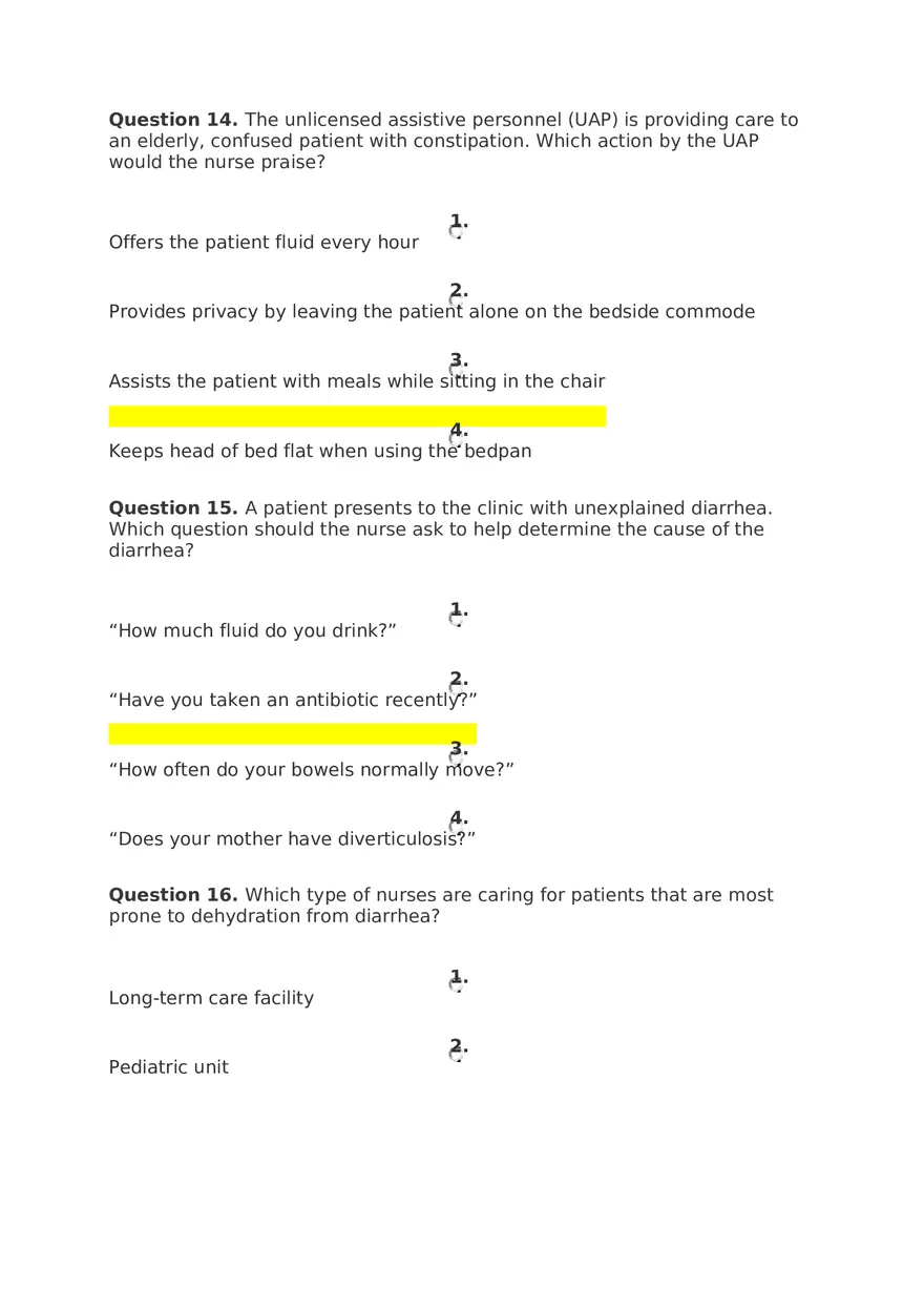 Urinary Bowel Elimination Davis Edge Quiz - Page 9