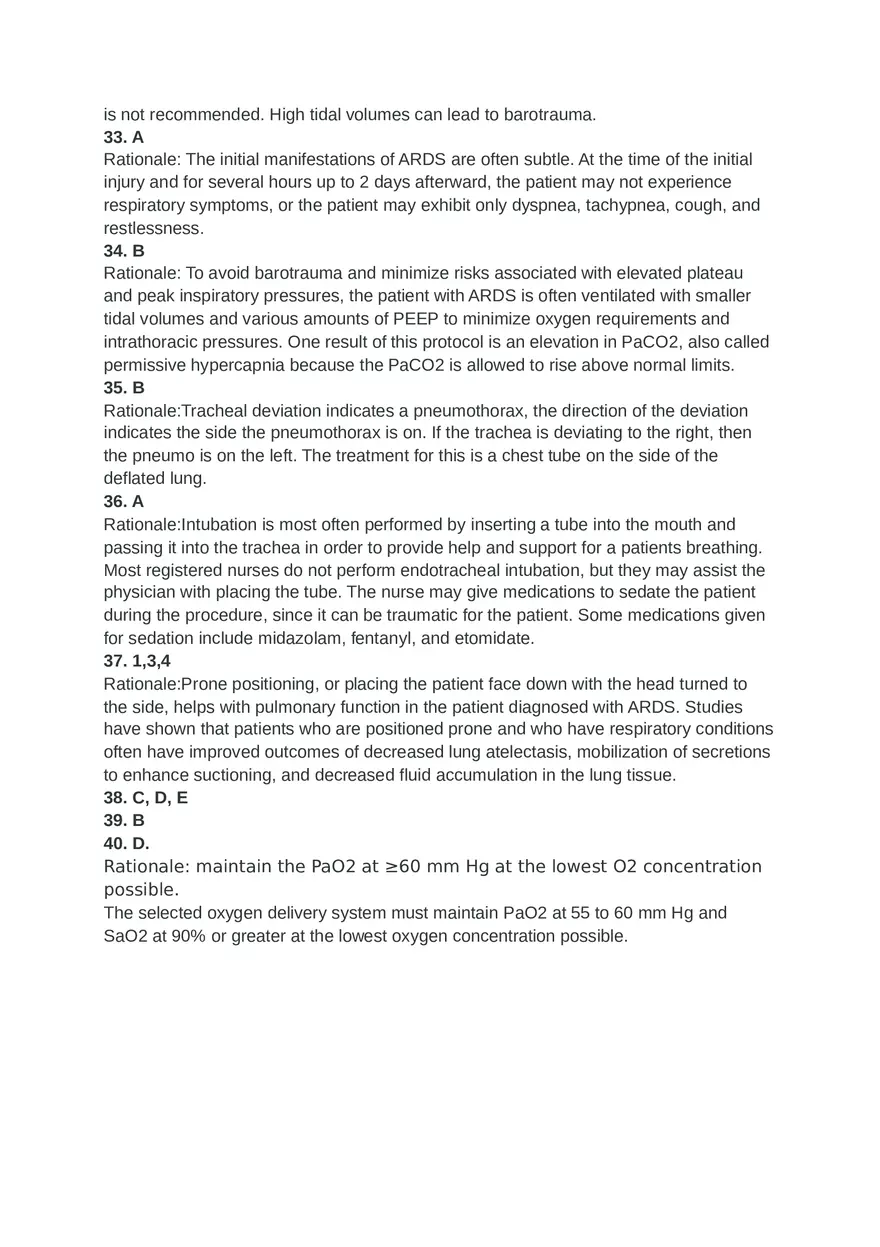 Acute Resp Distress Syndrome (ARDS) Answer Key Part 2 - Page 9