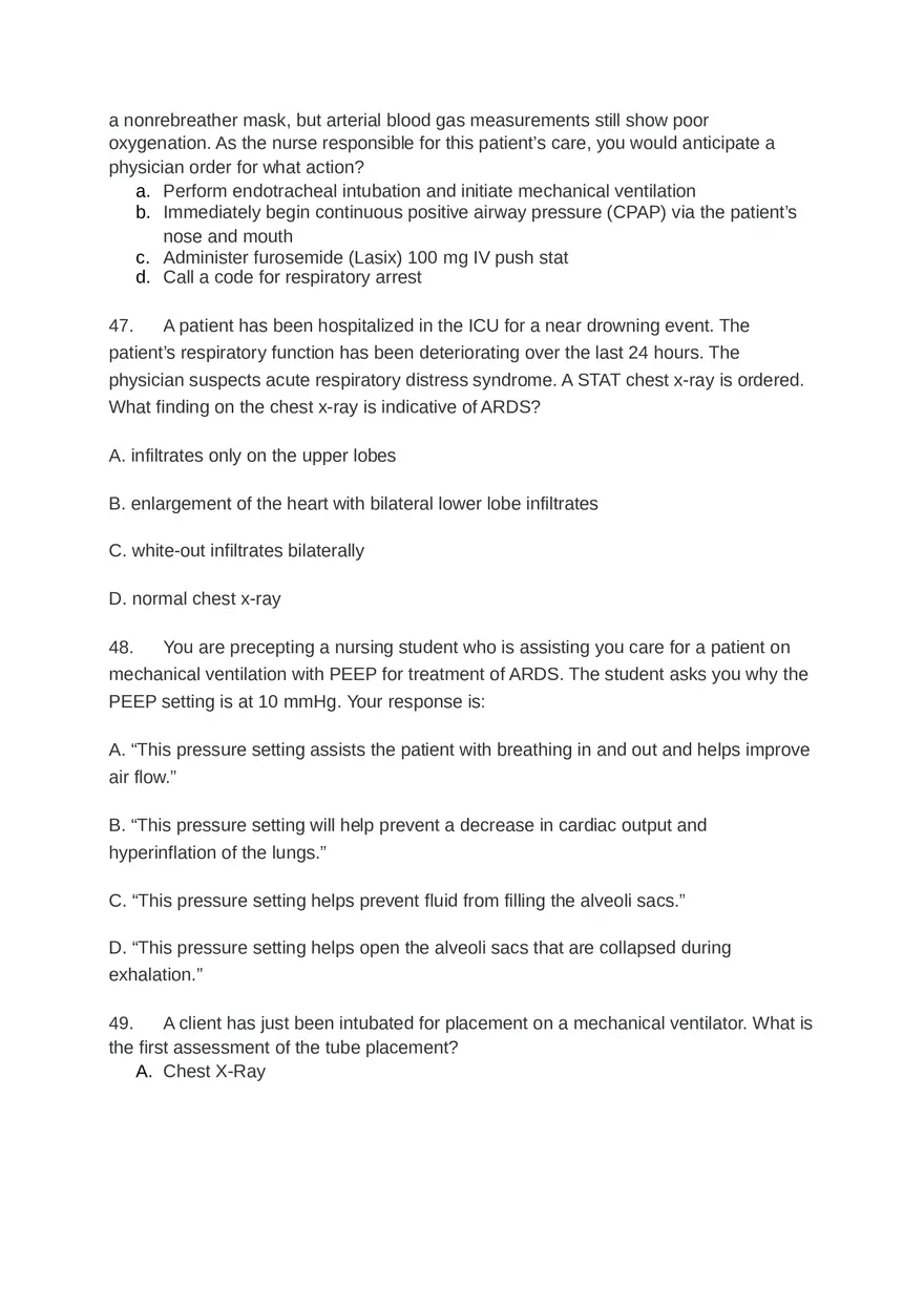 Acute Resp Distress Syndrome (ARDS) Answer Key Part 2 - Page 11