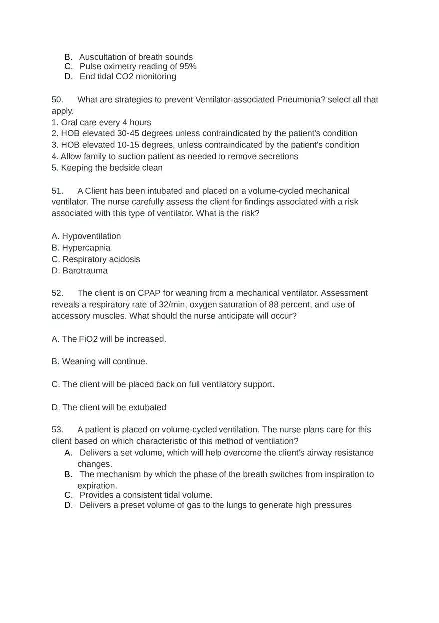Acute Resp Distress Syndrome (ARDS) Answer Key Part 2 - Page 12