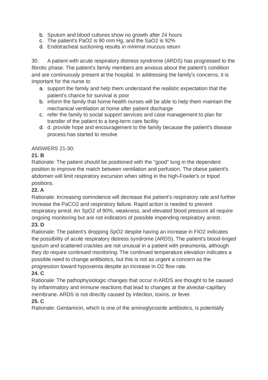 Acute Resp Distress Syndrome (ARDS) Answer Key Part 2 - Page 5